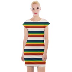 Rainbow Stripes Cap Sleeve Bodycon Dress by tmsartbazaar