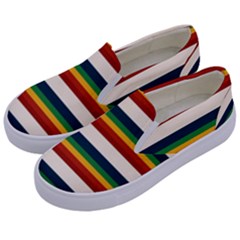 Rainbow Stripes Kids  Canvas Slip Ons by tmsartbazaar