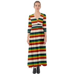 Rainbow Stripes Button Up Boho Maxi Dress by tmsartbazaar