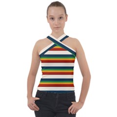 Rainbow Stripes Cross Neck Velour Top by tmsartbazaar