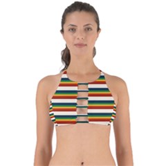 Rainbow Stripes Perfectly Cut Out Bikini Top by tmsartbazaar