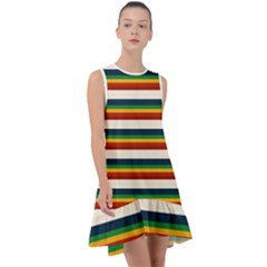 Rainbow Stripes Frill Swing Dress by tmsartbazaar