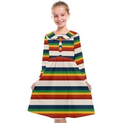 Rainbow Stripes Kids  Midi Sailor Dress by tmsartbazaar