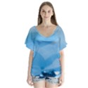 Aquamarine V-Neck Flutter Sleeve Top View1