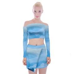 Aquamarine Off Shoulder Top With Mini Skirt Set by Janetaudreywilson