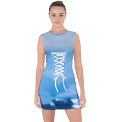 Aquamarine Lace Up Front Bodycon Dress by Janetaudreywilson