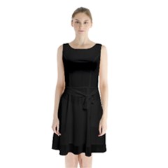 Rich Ebony Sleeveless Waist Tie Chiffon Dress by Janetaudreywilson