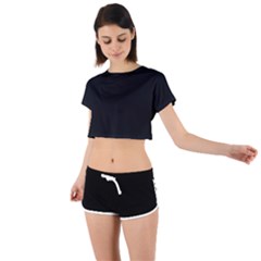 Rich Ebony Tie Back Short Sleeve Crop Tee