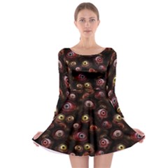 Zombie Eyes Pattern Long Sleeve Skater Dress by SpinnyChairDesigns