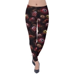 Zombie Eyes Pattern Velvet Leggings by SpinnyChairDesigns