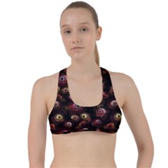 Zombie Eyes Pattern Criss Cross Racerback Sports Bra