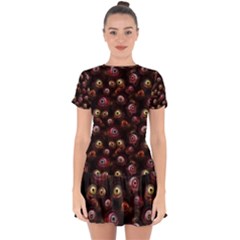 Zombie Eyes Pattern Drop Hem Mini Chiffon Dress by SpinnyChairDesigns