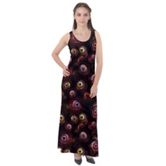 Zombie Eyes Pattern Sleeveless Velour Maxi Dress