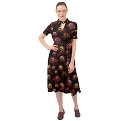 Zombie Eyes Pattern Keyhole Neckline Chiffon Dress by SpinnyChairDesigns