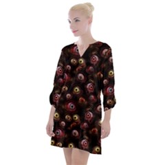 Zombie Eyes Pattern Open Neck Shift Dress