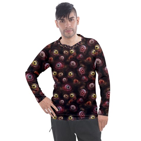 Zombie Eyes Pattern Men s Pique Long Sleeve Tee by SpinnyChairDesigns