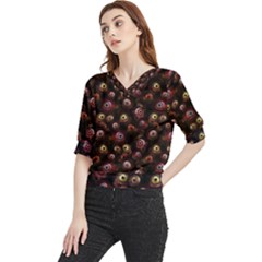 Zombie Eyes Pattern Quarter Sleeve Blouse