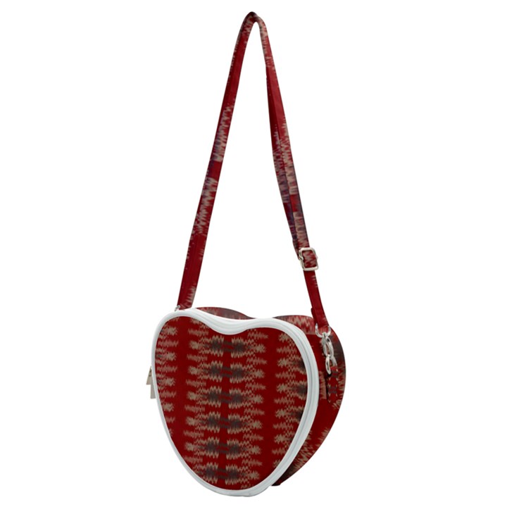 Red Grey Ikat Pattern Heart Shoulder Bag