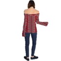 Red Grey Ikat Pattern Off Shoulder Long Sleeve Top View2