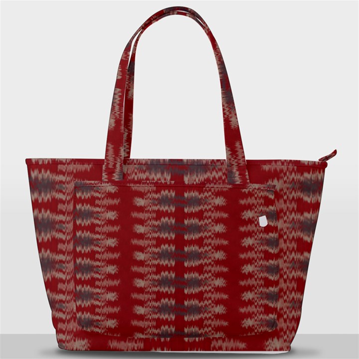 Red Grey Ikat Pattern Back Pocket Shoulder Bag 