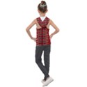 Red Grey Ikat Pattern Kids  Sleeveless Hoodie View2