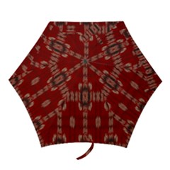 Red Grey Ikat Pattern Mini Folding Umbrellas by SpinnyChairDesigns