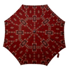 Red Grey Ikat Pattern Hook Handle Umbrellas (medium) by SpinnyChairDesigns