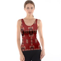 Red Grey Ikat Pattern Tank Top by SpinnyChairDesigns