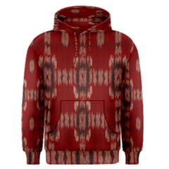 Red Grey Ikat Pattern Men s Core Hoodie by SpinnyChairDesigns