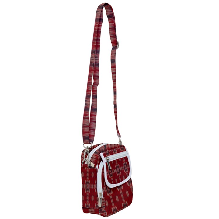 Red Grey Ikat Pattern Shoulder Strap Belt Bag