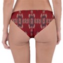 Red Grey Ikat Pattern Reversible Hipster Bikini Bottoms View4