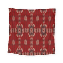 Red Grey Ikat Pattern Square Tapestry (small) by SpinnyChairDesigns