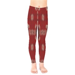 Red Grey Ikat Pattern Kids  Leggings by SpinnyChairDesigns