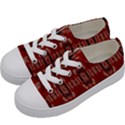 Red Grey Ikat Pattern Kids  Low Top Canvas Sneakers View2