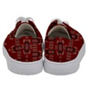 Red Grey Ikat Pattern Kids  Low Top Canvas Sneakers View4