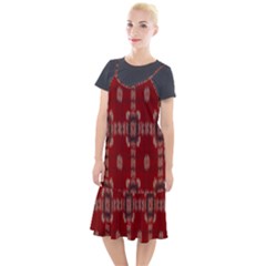 Red Grey Ikat Pattern Camis Fishtail Dress by SpinnyChairDesigns