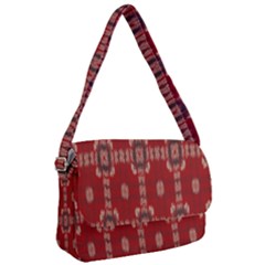 Red Grey Ikat Pattern Courier Bag by SpinnyChairDesigns