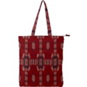 Red Grey Ikat Pattern Double Zip Up Tote Bag View1