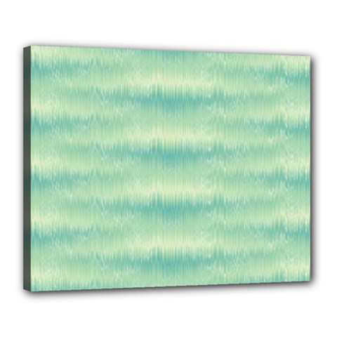 Light Green Turquoise Ikat Pattern Canvas 20  X 16  (stretched) by SpinnyChairDesigns