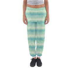 Light Green Turquoise Ikat Pattern Women s Jogger Sweatpants by SpinnyChairDesigns