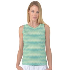 Light Green Turquoise Ikat Pattern Women s Basketball Tank Top by SpinnyChairDesigns