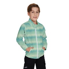 Light Green Turquoise Ikat Pattern Kids  Windbreaker by SpinnyChairDesigns