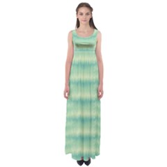 Light Green Turquoise Ikat Pattern Empire Waist Maxi Dress by SpinnyChairDesigns