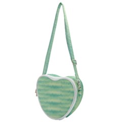 Light Green Turquoise Ikat Pattern Heart Shoulder Bag by SpinnyChairDesigns