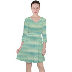 Light Green Turquoise Ikat Pattern Ruffle Dress by SpinnyChairDesigns