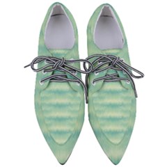 Light Green Turquoise Ikat Pattern Pointed Oxford Shoes by SpinnyChairDesigns