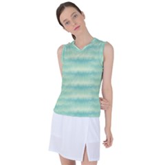 Light Green Turquoise Ikat Pattern Women s Sleeveless Sports Top by SpinnyChairDesigns