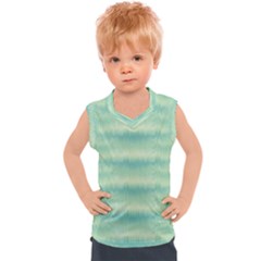 Light Green Turquoise Ikat Pattern Kids  Sport Tank Top