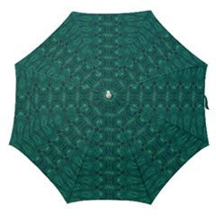 Teal Ikat Pattern Straight Umbrellas by SpinnyChairDesigns