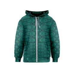 Teal Ikat Pattern Kids  Zipper Hoodie by SpinnyChairDesigns